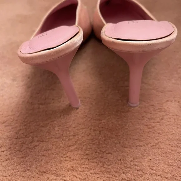 Escada Authentic Pink Silk Kitten Heel Mules Size 7.5B - Picture 9 of 10